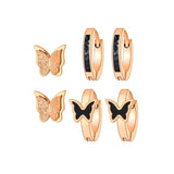 Stainless Steel Butterfly Earrings Set with Crystals JE21201