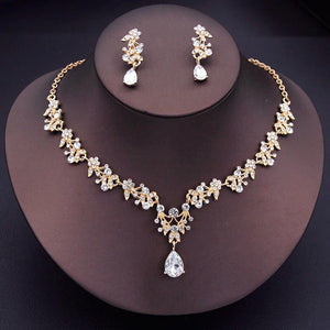 Flower Jewelry Set Women's Necklace Earrings Bridal Wedding Accessories