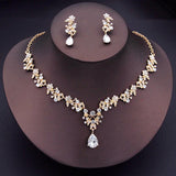 Flower Jewelry Set Women's Necklace Earrings Bridal Wedding Accessories