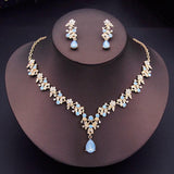Flower Jewelry Set Women's Necklace Earrings Bridal Wedding Accessories