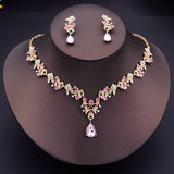 Flower Jewelry Set Women's Necklace Earrings Bridal Wedding Accessories