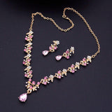 Flower Jewelry Set Women's Necklace Earrings Bridal Wedding Accessories