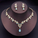 Flower Jewelry Set Women's Necklace Earrings Bridal Wedding Accessories