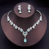 Flower Jewelry Set Women's Necklace Earrings Bridal Wedding Accessories