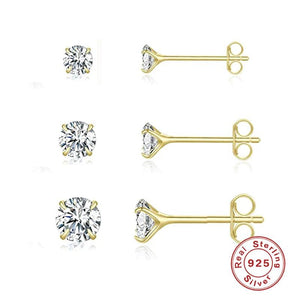 925 Silver Stud Earring Women Zircon Star Moon Piercing Earings