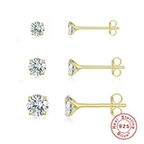 925 Silver Stud Earring Women Zircon Star Moon Piercing Earings