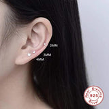 925 Silver Stud Earring Women Zircon Star Moon Piercing Earings