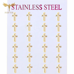 Christian Jewelry Stainless Steel Earrings Sets Cross Word Plated Ear Studs