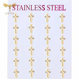 Christian Jewelry Stainless Steel Earrings Sets Cross Word Plated Ear Studs