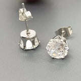 6 Pairs Clear CZ Zirconia Stud Earrings Set Stainless Steel Piercing
