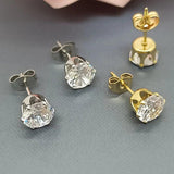 6 Pairs Clear CZ Zirconia Stud Earrings Set Stainless Steel Piercing