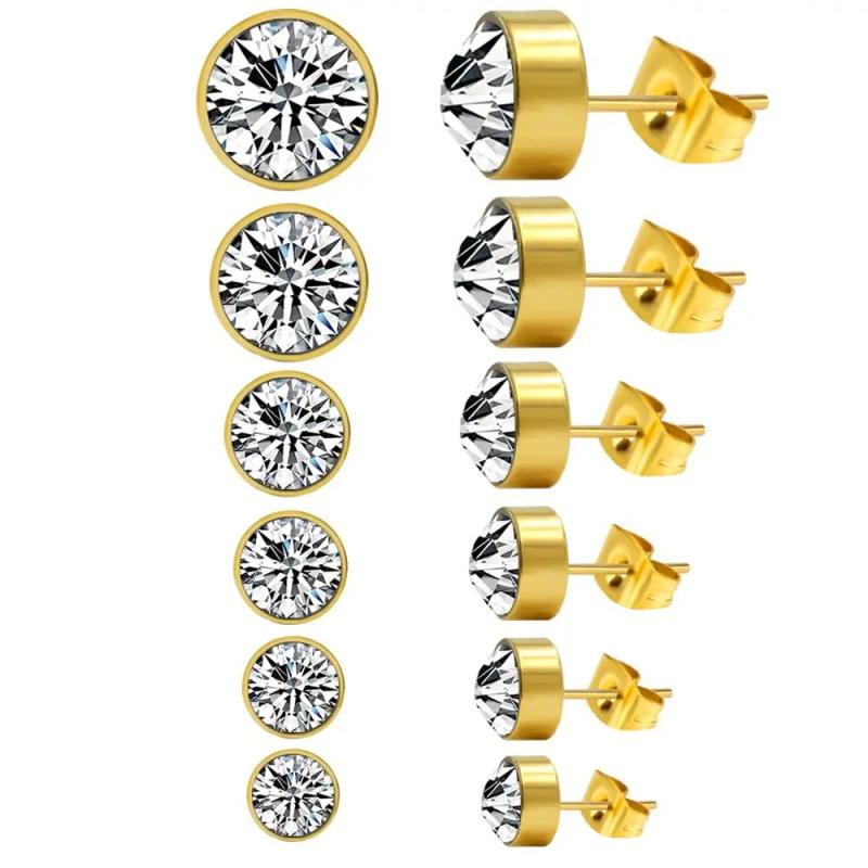 Kids Stud Earrings For Women Set 6Pairs/Box Jewelry Stainless Steel