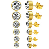 Kids Stud Earrings For Women Set 6Pairs/Box Jewelry Stainless Steel