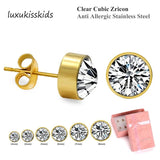 Kids Stud Earrings For Women Set 6Pairs/Box Jewelry Stainless Steel