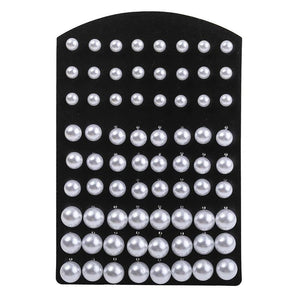 36Pairs Mixed Size Beads Round Pearls Earrings Set Stud Earrings