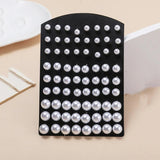 36Pairs Mixed Size Beads Round Pearls Earrings Set Stud Earrings