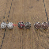 3Pair/Set Round Stud Earrings Stainless Steel Druzy Resin For Womens Girls