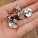 3Pair/Set Round Stud Earrings Stainless Steel Druzy Resin For Womens Girls