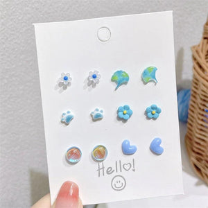 Ceramic Ears Stud Earrings Set for Women Girls Party Jewelry