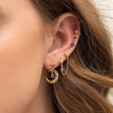 6 Pcs Small Crystal Moon Piercing Stud Earrings Set for Women