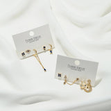 6 Pcs Small Crystal Moon Piercing Stud Earrings Set for Women