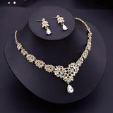 Rhinestone Pendant Necklace Earrings Set