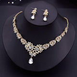 Rhinestone Pendant Necklace Earrings Set
