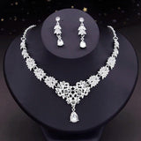 Rhinestone Pendant Necklace Earrings Set