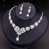 Rhinestone Pendant Necklace Earrings Set