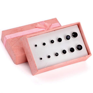 Round CZ Earring Set Stainless Steel Stud Jewelry
