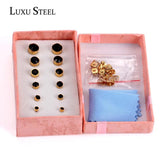 Round CZ Earring Set Stainless Steel Stud Jewelry