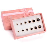 Round CZ Earring Set Stainless Steel Stud Jewelry