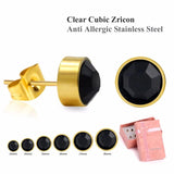 Round CZ Earring Set Stainless Steel Stud Jewelry
