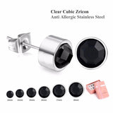 Round CZ Earring Set Stainless Steel Stud Jewelry