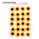 12pairs Women Stainless Steel Daisy Sunflower Stud Earring Set Gift