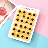 12pairs Women Stainless Steel Daisy Sunflower Stud Earring Set Gift