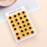 12pairs Women Stainless Steel Daisy Sunflower Stud Earring Set Gift