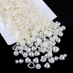 460pcs Ivory Flatback Pearl Beads ABS Pearl Scrapbook Nail Decorate