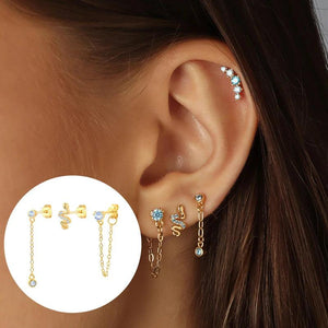 Crystals Snake Earrings 925 Sterling Silver Piercing Stud Wedding Jewelry