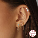 Crystals Snake Earrings 925 Sterling Silver Piercing Stud Wedding Jewelry
