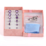 6 Pairs Pink CZ Stainless Steel Stud Earring Sets