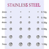 Mixed Size Steel Ball Earrings Set Stainless Steel Piercing Jewelry
