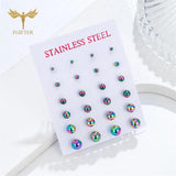 Mixed Size Steel Ball Earrings Set Stainless Steel Piercing Jewelry