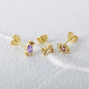925 Silver CZ Stud Earring Set, 3/4 Pieces Fine Jewelry, Plata 925