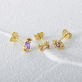 925 Silver CZ Stud Earring Set, 3/4 Pieces Fine Jewelry, Plata 925