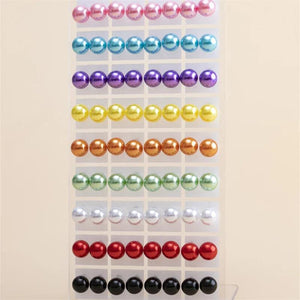 36 Pairs Colorful Pearl Stud Earrings 6 8 10mm Bead