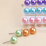 36 Pairs Colorful Pearl Stud Earrings 6 8 10mm Bead