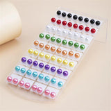 36 Pairs Colorful Pearl Stud Earrings 6 8 10mm Bead