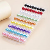 36 Pairs Colorful Pearl Stud Earrings 6 8 10mm Bead
