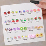 Animal & Flower Mini Stud Earrings - Resin Acrylic Ear Jewelry for Women